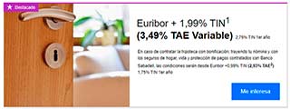 Hipoteca variable del Sabadell a Euríbor+0,99%